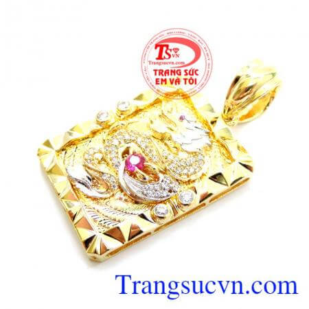 Mặt dây chuyền nam chạm khắc vàng 10k sáng bóng đảm bảo chất lượng hợp thời trang, sang trọng và phong thủy