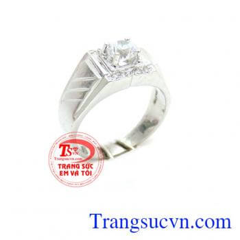 Nhẫn vàng trắng 18k phong cách cho nam