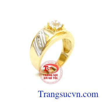 Nhẫn  nam vàng 18k phay sáng