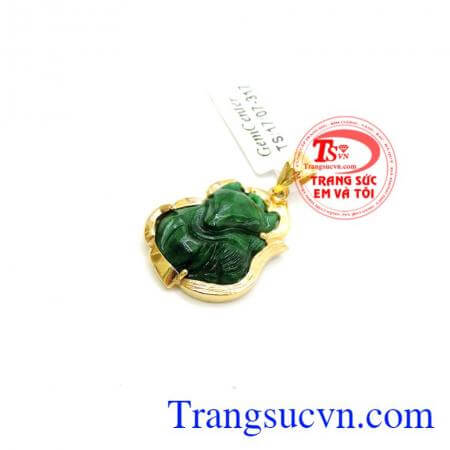 Hồ ly cửu vỹ đem lại may mắn và giữ được người ấy mãi mãi. Mặt hồ ly ngọc cẩm thạch bọc vàng xinh