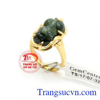 Nhẫn nữ tỳ hưu sapphire 14k, nhẫn nữ tỳ hưu sapphire vô cùng sang trọng cho phái đẹp, chiếc nhẫn đá tỳ hưu chạm khắc thời trang, bọc vàng 14k chuẩn chất lượng, sản phẩm kèm giấy kiểm định, giao hàng toàn quốc