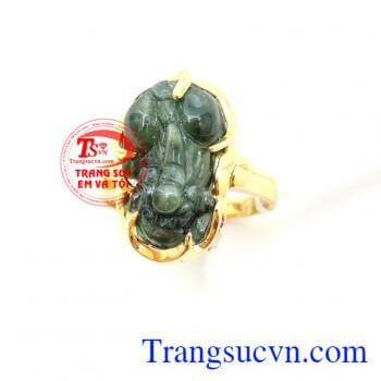 Nhẫn nữ tỳ hưu sapphire 14k, nhẫn nữ tỳ hưu sapphire vô cùng sang trọng cho phái đẹp, chiếc nhẫn đá tỳ hưu chạm khắc thời trang, bọc vàng 14k chuẩn chất lượng, sản phẩm kèm giấy kiểm định, giao hàng toàn quốc