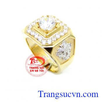 Nhẫn Nam Kim Cương Nhân Tạo Xu Hướng Mới chất lượng cao. Nhẫn Nam Kim Cương Nhân Tạo Xu Hướng Mới, nhẫn nam vàng tây, nhẫn nam đẹp