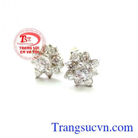 Đôi hoa tai vàng trắng 18k