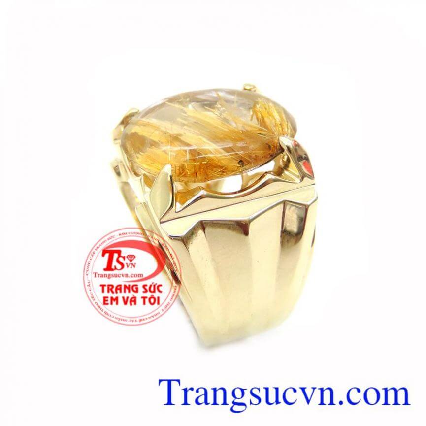 Chiếc Nhẫn Nam Vàng Thạch Anh Tóc