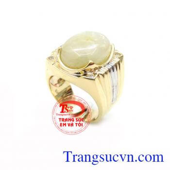 Nhẫn Nam 14k Gắn Đá Saphire Tài Lộc là món đồ trang sức thích hợp cho những gia chủ mệnh Thủy, mệnh Kim