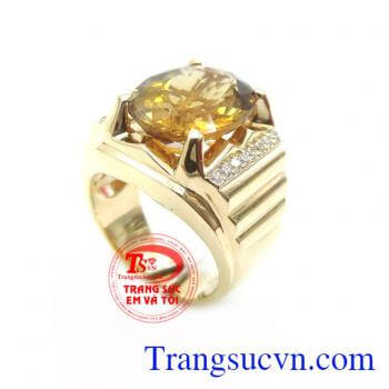 Nhẫn Nam Thạch Anh Vàng Quyền Quý chất lượng cao. Nhẫn Nam Thạch Anh Vàng Quyền Quý, nhẫn nam vàng tây nhẫn nam đẹp