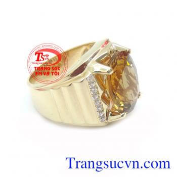 Nhẫn Nam Thạch Anh Vàng Quyền Quý chất lượng cao. Nhẫn Nam Thạch Anh Vàng Quyền Quý, nhẫn nam vàng tây nhẫn nam đẹp