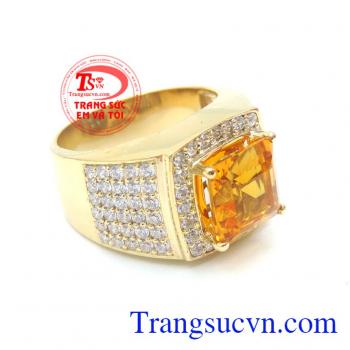 Nhẫn Nam Citrine May Mắn Tài Lộc chất lượng vàng đảm bảo. Nhẫn Nam Citrine May Mắn Tài Lộc, nhẫn nam vàng tây, nhẫn nam đẹp