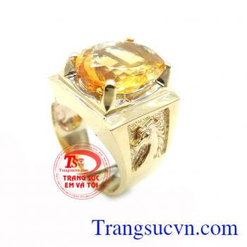 Chiếc Nhẫn Citrine Ngựa Vàng Sang Trọng chất lượng cao. Chiếc Nhẫn Citrine Ngựa Vàng Sang Trọng, nhẫn nam vàng tây, nhẫn nam đẹp