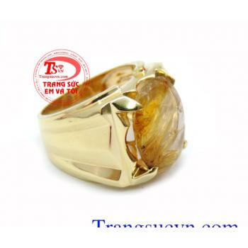 Nhẫn Nam Vàng Thạch Anh Tóc chất lượng vàng đảm bảo. Chiếc Nhẫn Nam Vàng Thạch Anh Tóc, nhẫn nam vàng tây, nhẫn nam đẹp