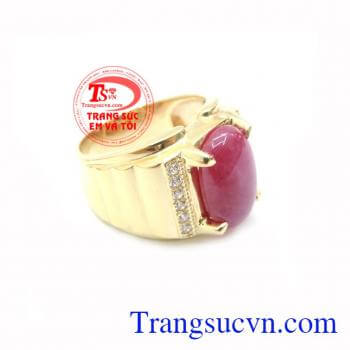 Ruby thiên nhiên chuẩn chất lượng, hợp với tất cả các mệnh, đặc biệt là mệnh Hỏa và Thổ. Nhẫn Nam Vàng 14k Gắn Đá Ruby