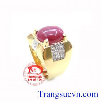 Nhẫn Nam Đá Ruby Tài Lộc chất lượng đảm bảo. Nhẫn Nam Đá Ruby Tài Lộc, nhẫn nam vàng tây, nhẫn nam đẹp