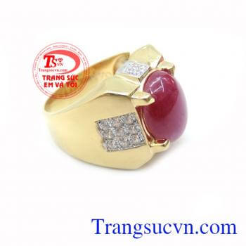 Nhẫn nam đẹp, Bảo hành 12 tháng,Giao Nhẫn nam vàng 14k Ruby thiên nhiên Toàn quốc