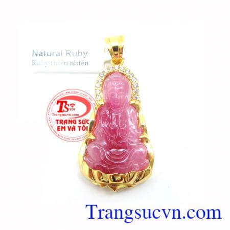 Mặt Phật Ruby Bọc Vàng Tinh Tế, mặt dây chuyền nam, mặt ruby bọc vàng đẹp