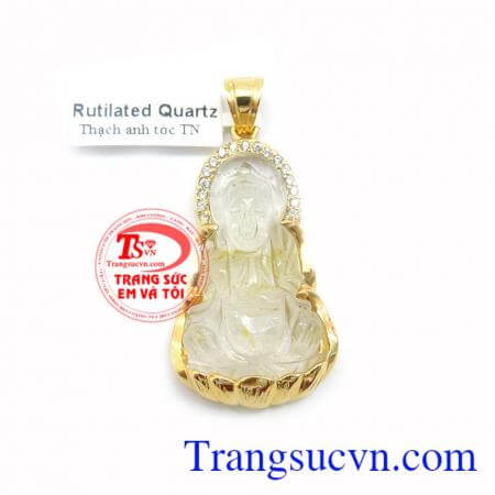 Mặt Quan Âm Rutilated Quartz