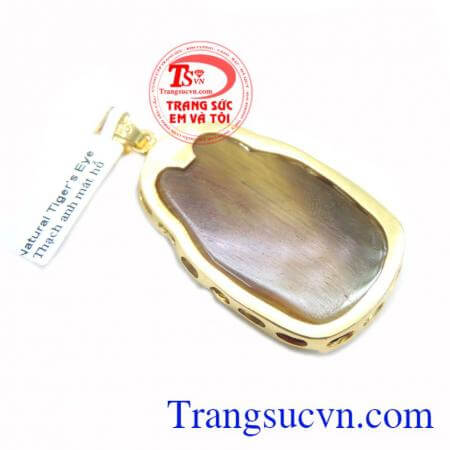 Mặt Phật Đá Mắt Hổ Bọc Vàng