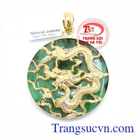 Mặt Ngọc Bọc Rồng Vàng Quyền Uy, mặt dây chuyền nam đẹp, mặt ngọc bọc rồng vàng