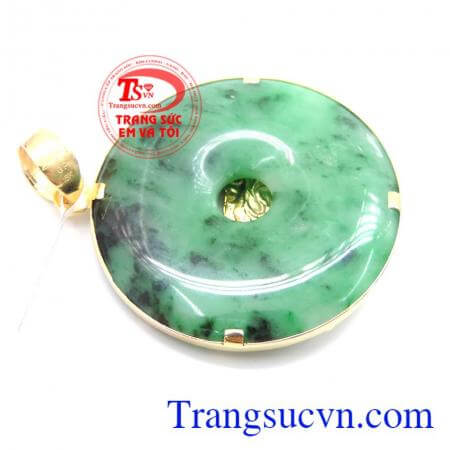 Mặt Jadeite Đồng xu bọc Rồng Vàng 18k sáng bóng đảm bảo chất lượng hợp thời trang, sang trọng và phong thủy