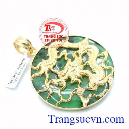 Mặt nam ngọc cẩm thạch bọc rồng vàng 18k sang trọng, mạnh mẽ cho nam giới, mặt ngọc bọc rồng phong thủy, ngọc có giấy kiểm định, vàng chuẩn chất lượng