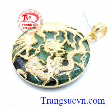 Mặt Dây Rồng Phượng Ngọc Jadeite chất lượng vàng 18k đảm bảo