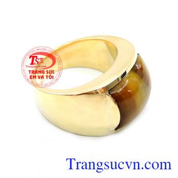 Nhẫn Nam Vàng Gắn Đá Mắt Hổ thương hiệu bền đẹp, chất lượng, kiểu dáng thời trang