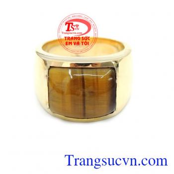 Nhẫn Nam Vàng Gắn Đá Mắt Hổ phù hợp thị hiếu phái mạnh