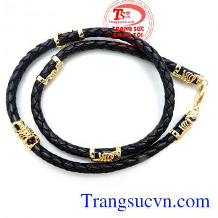 Dây Da Bọ Cạp Bọc Vàng Cho Nam Đeo, vòng cổ nam, dây chuyền nam bọc vàng
