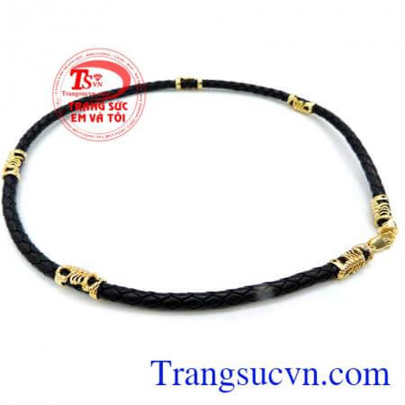 Dây Da Bọ Cạp Bọc Vàng Cho Nam Đeo 6 đốt, dây da bện bọc vàng phù hợp đeo cùng mặt dây đá quý