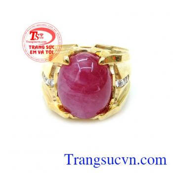 Nhẫn nam đẹp, Bảo hành 6 tháng,Giao Nhẫn nam vàng 10k Ruby thiên nhiên Toàn quốc