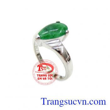 Nhẫn Nữ Vàng Trắng Gắn Đá Ngọc Cẩm Thạch