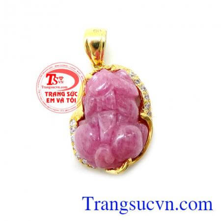 Mặt Dây Tỳ Hưu Nữ 10k, mặt dây chuyền nữ đẹp, Mặt dây tỳ hưu gắn đá ruby thiên nhiên.