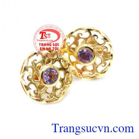 Hoa tai vàng đá Thạch anh tím đeo hợp thời trang,chất lượng hoa tai vàng đảm bảo uy tín hàng đầu việt nam,hoa tai đẹp ,kiểu dáng hiện đại nữ tính giá thành hợp lý.