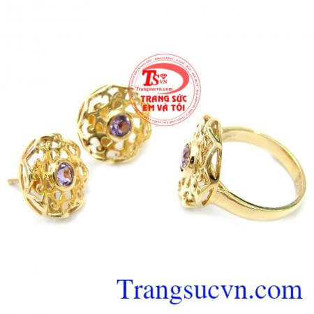 Bộ Trang Sức Nhẫn Hoa Tai Đẹp Cho Nữ, nhẫn nữ đẹp, đôi bông tai xinh cho phái đẹp.