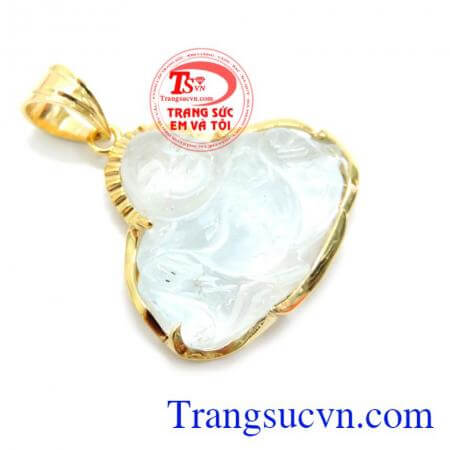 Mặt Phật Di Lặc Thạch Anh Bọc Vàng 14K, mặt dây chuyền nam đẹp