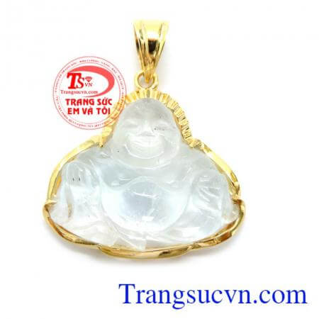 Mặt Phật Di Lặc Thạch Anh Bọc Vàng 14K chất lượng cao