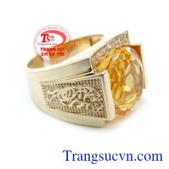 Nhẫn Nam Đá Thạch Anh Vàng thiên nhiên cao cấp
