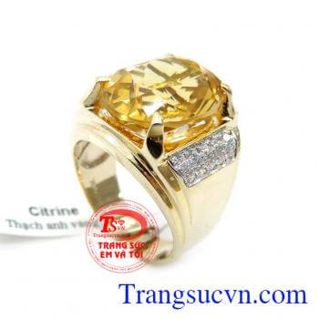 Nhẫn nam Thạch Anh Vàng Chiêu Tài Lộc chất lượng cao. Nhẫn nam Thạch Anh Vàng Chiêu Tài Lộc, nhẫn nam vàng tây, nhẫn nam đẹp