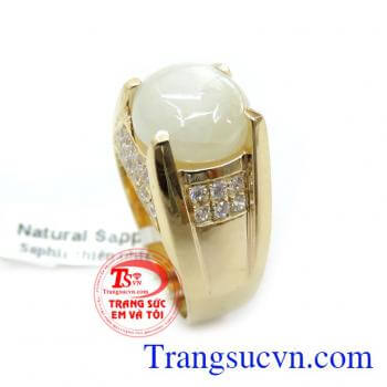 Nhẫn Nam Saphire Phong Thủy chất lượng cao. Nhẫn Nam Saphire Phong Thủy, nhẫn nam vàng tây, nhẫn nam đẹp