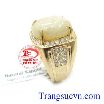 Nhẫn Nam 14K Gắn Đá Saphire Thiên Nhiên chất lượng cao. Nhẫn nam vàng tây, nhẫn nam đẹp