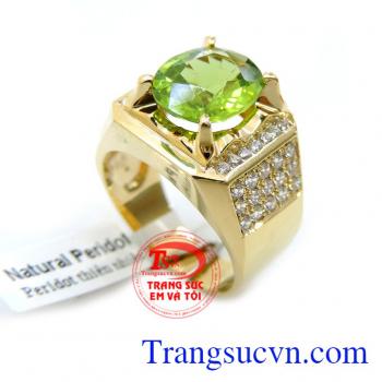 Nhẫn Nam Mệnh Hỏa Đá Peridot chất lượng vàng đảm bảo. Nhẫn Nam Mệnh Hỏa Đá Peridot, nhẫn nam vàng tây, nhẫn nam đẹp