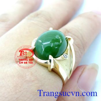 Nhẫn Nam Vàng 14K Gắn Đá Ngọc Bích Thiên Nhiên đeo tay thời trang, đẳng cấp