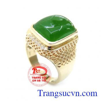 Nhẫn Vẩy Rồng Gắn Đá Nephrite Phong Thủy