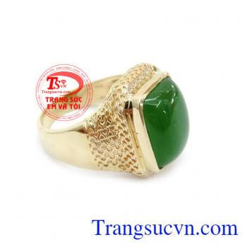 Nhẫn Vẩy Rồng Gắn Đá Nephrite Phong Thủy vàng 14k bền đẹp, chất lượng