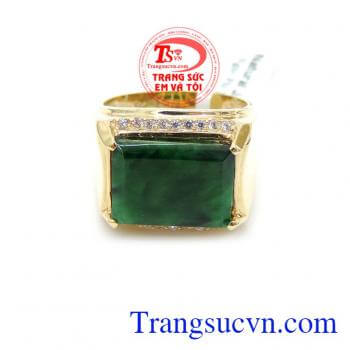 Nhẫn Ngọc Cẩm Thạch Vàng 14K Cho Nam kiểu dáng bắt mắt, phù hợp xu hướng thời trang phái mạnh