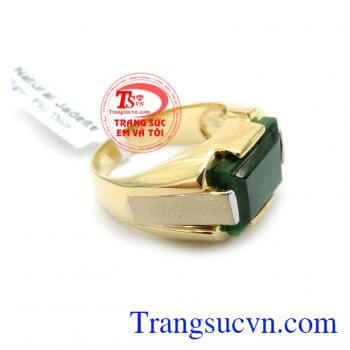 Nhẫn Nam Vàng 14K Jadeite Thiên Nhiên phù hợp phong cách và xu hướng thời trang mới