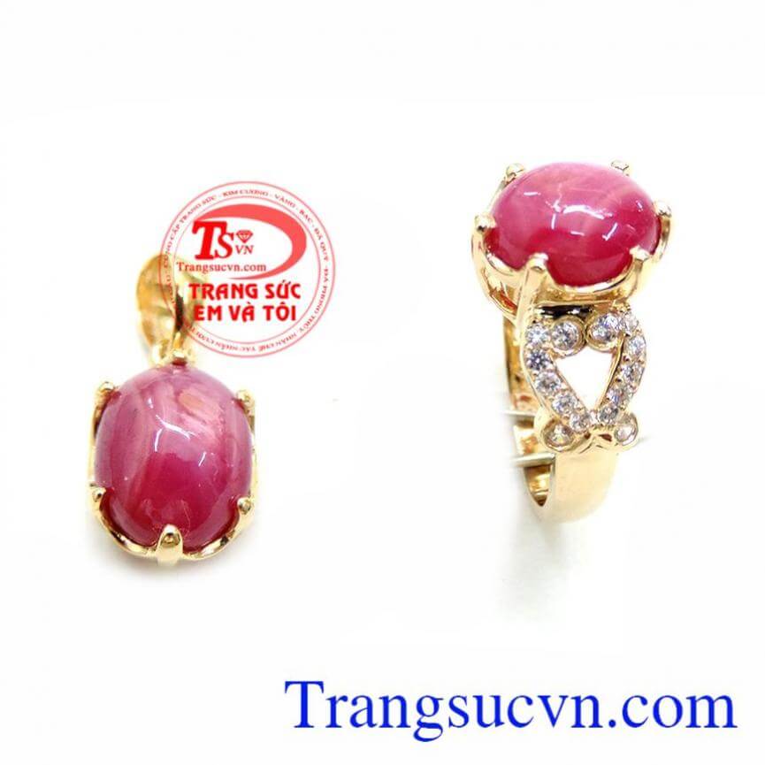 Bộ Trang Sức Nữ Ruby May Mắn