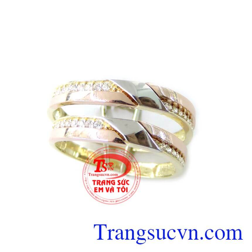 Nhẫn cưới vàng 10 k 2 màu, khắc tên trong lòng nhẫn miễn phí, nhẫn cưới món quà trong ngày trọng đại của cuộc sống gia đình hạnh phúc trọn vẹn