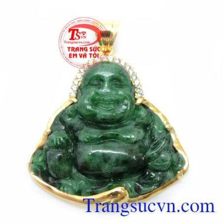 Mặt Phật Di Lặc Ngọc Cẩm Thạch Từ Bi, mặt dây chuyền nam đẹp, mặt phật bọc bọc vàng
