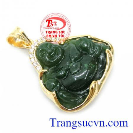 Mặt Phật Di Lặc Nephrite 14k chất lượng đá và vàng đảm bảo,BẢo hành 12 tháng